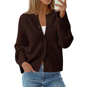 Chunky Knit Cardigan Oversized Fit Long Sleeve Button Up Winter Sweater